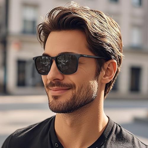 Image of AVAWAY Acetate Polarized Sunglasses for Men, UV400 Protection Fashion Retro Cool Square Frame Driving Fishing Sun Glasses