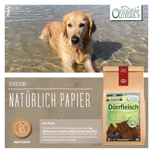 ORIGINAL LECKERLIES 2kg Dörrfleisch vom Rind für Hunde – Muskelfleisch, Rinderdörrfleisch, Kauartikel, Kausnack ohne Zusätze, Naturprodukt, fettarm, barfen, Hundeleckerlies, Hundefutter