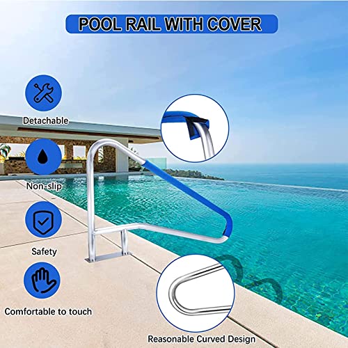Pasamanos de acero inoxidable para piscina, pasamanos de seguridad para escaleras de spa de 3 curvas, solución duradera de acceso a la piscina, para una mayor estabilidad