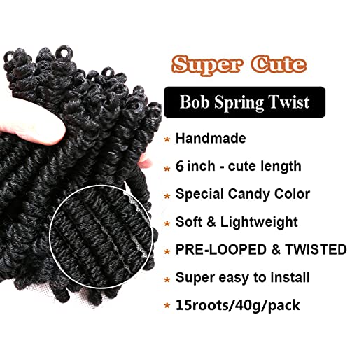 Pre-twisted Short Bob Spring Twist Crochet Hair - 6 Inch