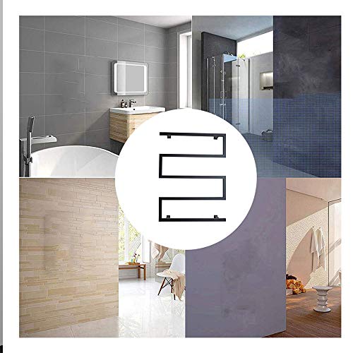 Scaldasalviette Elettrico da Parete con Timer, 5 Barre, Spina, stendibiancheria Impermeabile e Lucido, Dimensioni 80 x 60 cm, 90 W., Silver-Hardwired