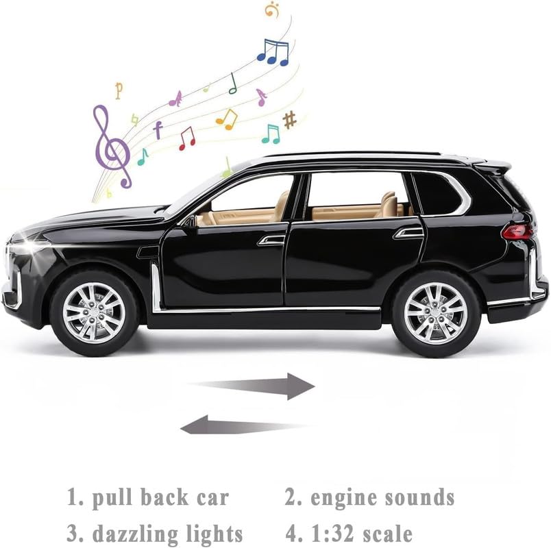 Image of Play Boy 1:32 BMW X7 SUV Model Diecast Metal Alloy Pullback Toy Vehicle with Openable Doors Light and Music Car for Kids (Multicolor)