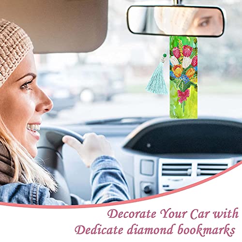 Gigicloud Diamond Bookmark, Delicate Lovely Diy Painting Bookmark 5D Diamond Painting Bookmarks Butterflies Flower Theme Beaded Bookmarks With Tassel For Adults Kids Craft Supplies,Sq27 Butterflies #TOP5