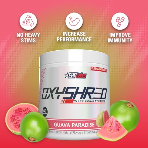 EHP Labs OxyShred Pre Workout Powder & Shredding Supplement - Preworkout Powder with L Glutamine & Acetyl L Carnitine, Energy Boost Drink - Guava Paradise, 60 Servings - Image 5