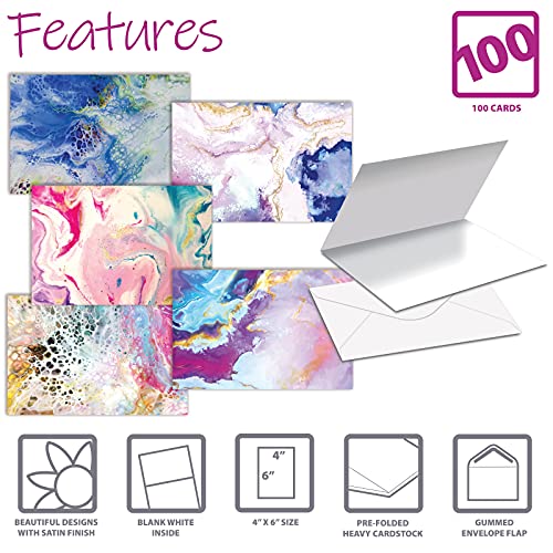 Image of Better Office Products 300-Pack All Occasion Greeting Cards, Assorted Blank Note Cards, 4 x 6 inch, 5 Abstract Art Designs, Blank Inside, with Envelopes, 100 Pack