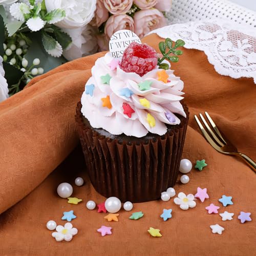 Image of Rainbow Sprinkles Edible Dot Sprinkles, 11.3oz Star Sprinkles for Ice Cream | 4 Jars Set with Nonpareils Confetti Jimmies Sprinkles for Cakes Cupcakes