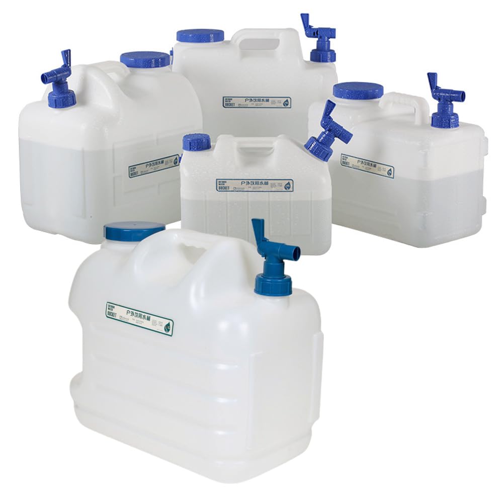 Tanque de agua potable, almacenamiento de agua de plástico para exteriores, diseño de grifo giratorio, contenedor de agua duradero apto para alimentos para viajes, senderismo, (23L)