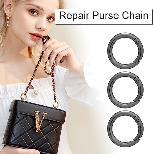 Image of CooBigo 3 /4 Inch Trigger Spring O Rings, Metal Round Carabiner Clip Snap Hook, Keyring Buckles for Replacement Purse Strap, Paracord Lanyard , Keychain Rings Hardware DIY Crafts Making 10Pcs Black