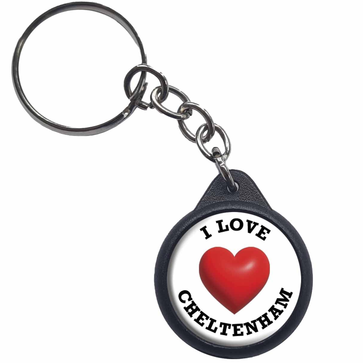 Ozorath I Heart Love Cheltenham Keyring Keychain With Trolley Coin