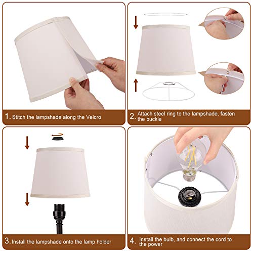 Touch Control Bedside Lamps with 2 USB Charging Ports, 3 Ways Dimmable Nightstand Lamps with A19 6W LED Bulb, USB Modern Table Lamps with Fabric Shade for Bedroom, Living Room, Office Set of 2 - Thumbnail 7
