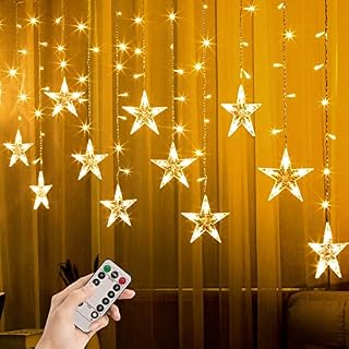BLOOMWIN Christmas Window Lights Curtain Lights 2m 104 LEDs Star Fairy Lights Xmas Decorations for Indoor Outdoor Party Window(Warm White) [Energy Class A++]