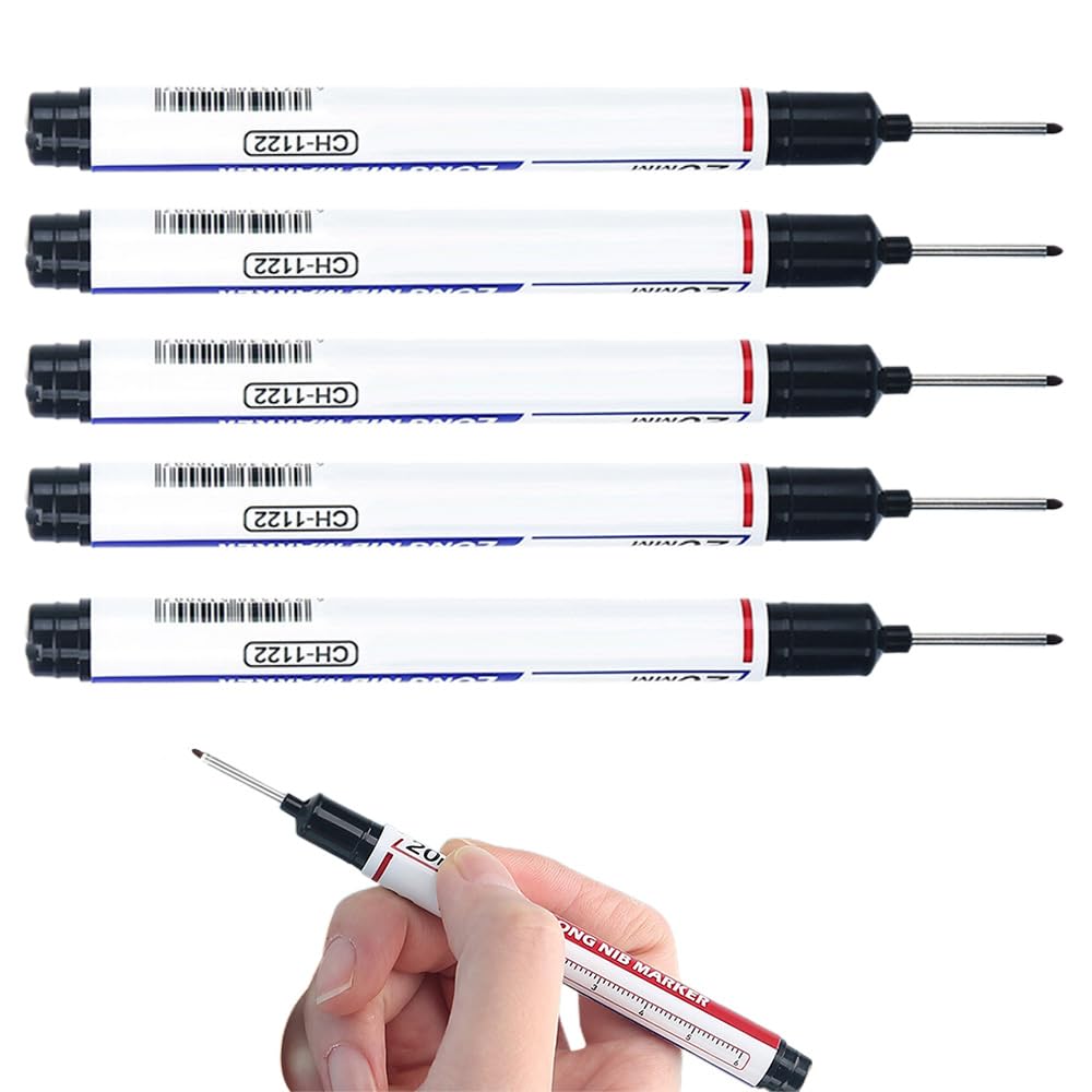 LBZLBZ Long Head Deep Hole Marker, 2025 Upgrade Permanent Markers Carpenter Marker Pens, Waterproof Colorful Carpenter Pen Construction Markers
