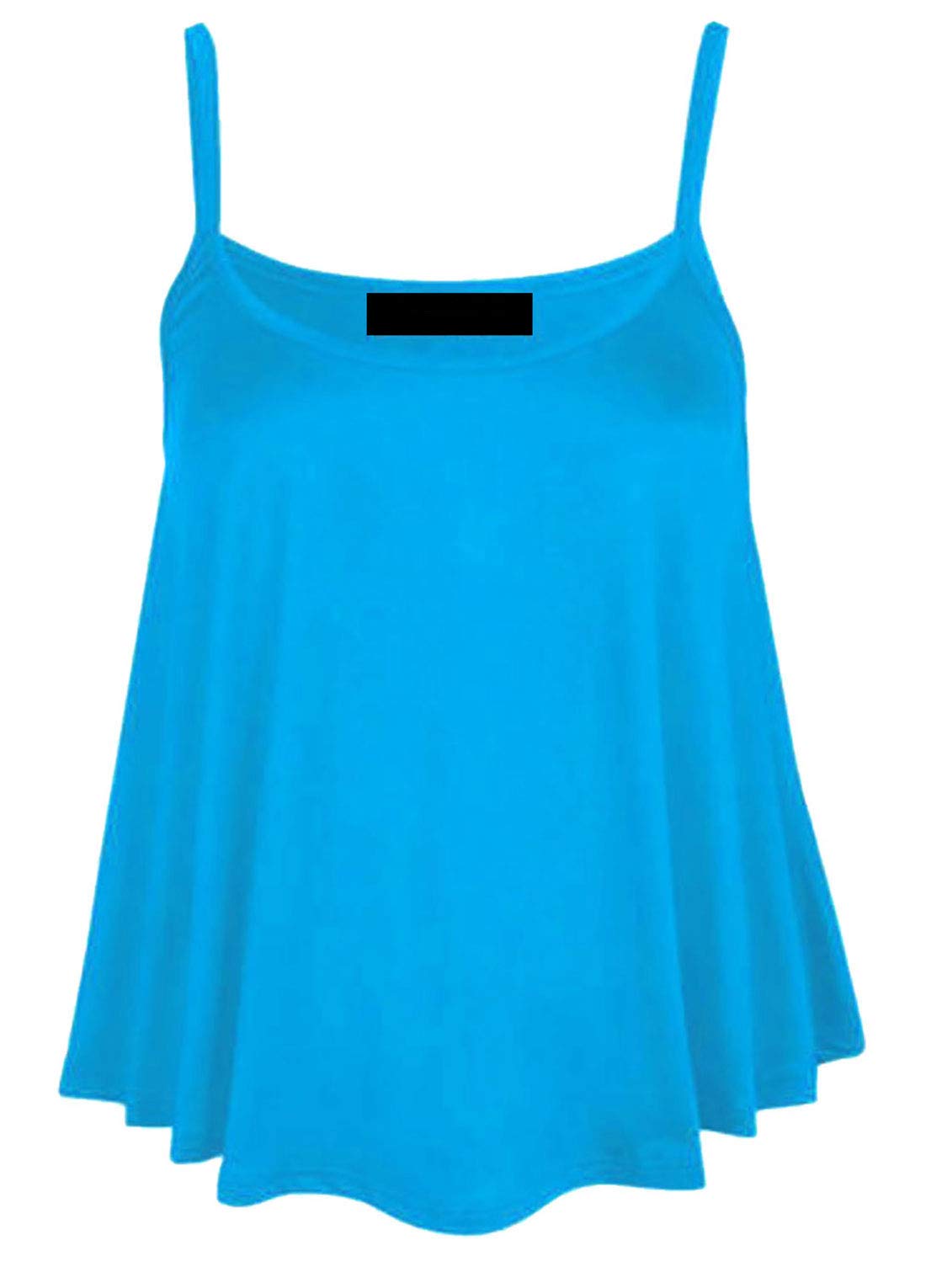 21Fashion Women's Turquoise Plain Cami Swing Vest Sleeveless Top Strappy Flared Cami Vest Top Plus Size