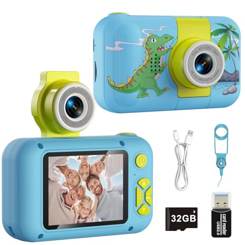 Câmera Infantil ARNSSIEN para Meninos e Meninas de 3 4 5 6 7 8 9 10 11 12 Anos, Câmera Digital para Crianças, e Aniversário, Câmera de Vídeo Selfie com Cartão TF de 32GB.