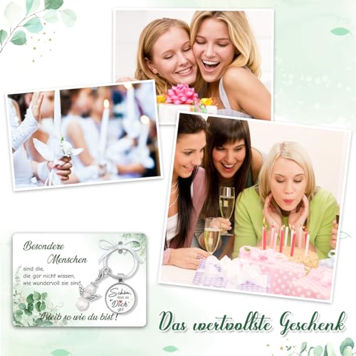 Happirra Geschenke für Frauen Freundin, Geburtstagsgeschenk für Frauen, Schutzengel Schlüsselanhänger Beste Freundin Geschenke, Kleine Weihnachtsgeschenke Frauen Freundin- Schön dass es Dich gibt