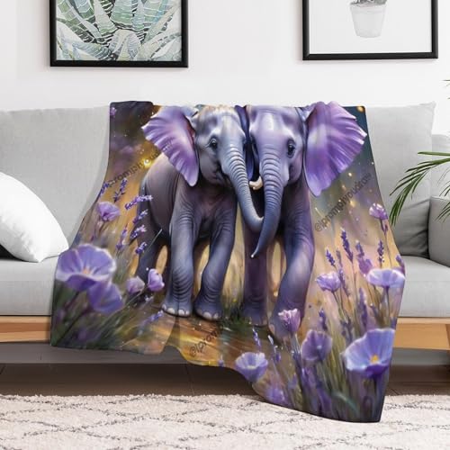Couverture plaid éléphant anti-froid en molleton doux pour lit et nuits fraîches