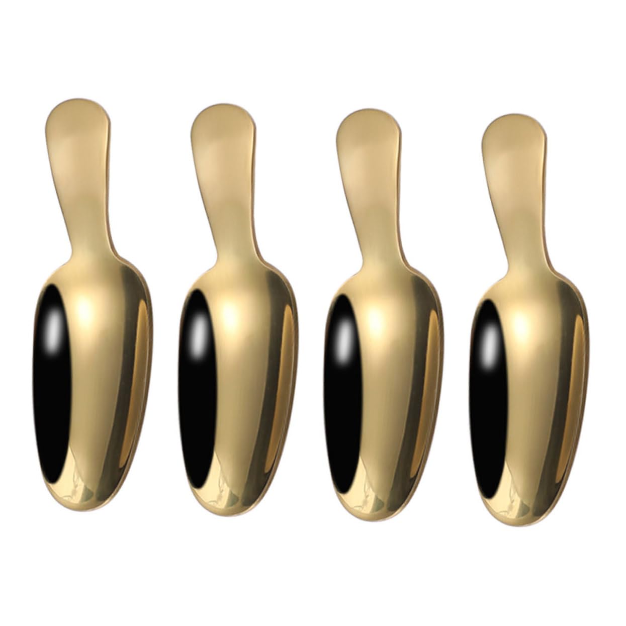 BRIGHTFUFU 4Pcs Short Handle Stainless Steel Tea Scoop Portable Kitchen Seasoning Spoon for Tea Ice Cream and Dessert Practical and Easy to Clean