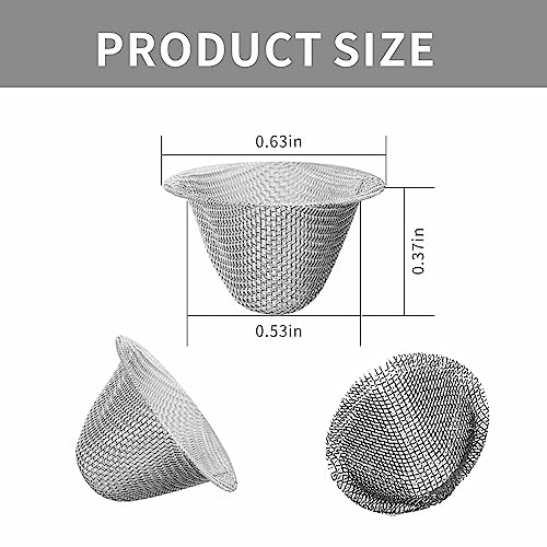 50pcs Pipe Screens 5/8inch Stainless Steel Mesh Clean Screens with Tapered Design,0.63inch,Along with A 3-in-1 Cleaning Tool,Brush,and Stainless Steel Storage Box Adjustable Size - Image 3