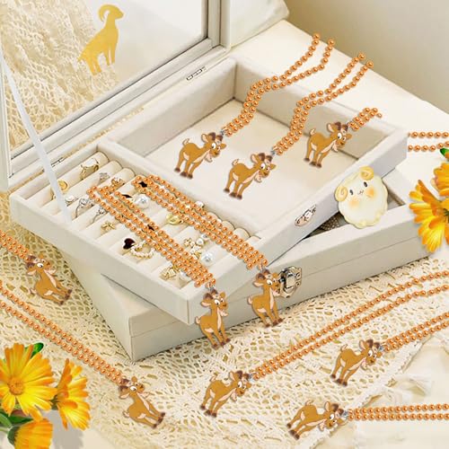 Image of 24 Pack Goat Necklace Party Favors for Animal Baby Shower, Barnyard Themed Party, School Carnival Rewards, Photography Props, Home Decorations, Classroom Prize