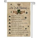AVOIN colorlife St Patricks Day Garden Flag 12x18 Inch Double Sided Outside, An Irish Blessing Quote Welcome Yard Outdoor Flag
