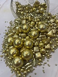Gold Metallic Macaroni Rods Edible Cupcake Cake Topper Sprinkles (90g)
