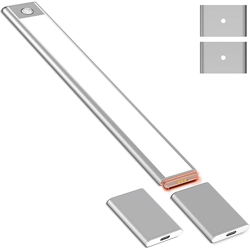 LED Motion Sensor Cabinet Light - Under Counter Lighting Automatic Sensored Bright Wireless Battery Operated USB Rechargeable for Closet Wardrobe Cupboard Kitchen