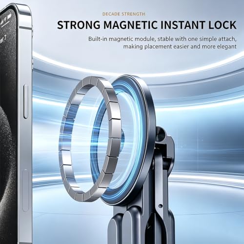 Image of 4-in-1 Foldable Laptop Stand, Magnetic Phone Stand & Selfie Stick with 180 Rotating Magnetic Head, Portable Travel Laptop Holder Tripod, 8-Level Ergonomic Height Adjustable Stand (Orange, 1 PCS)