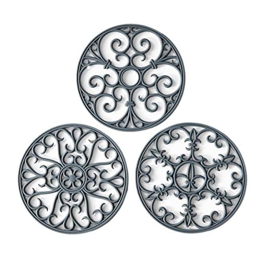 Silicone Trivet Mat - Hot Pot Holder Hot Pads for Table & Countertop - Teapot Trivet Kitchen Trivets - Non-Slip & Heat Resistant Modern Kitchen Hot Pads for Pots & Hot Dish Grey Trivet Set of 3