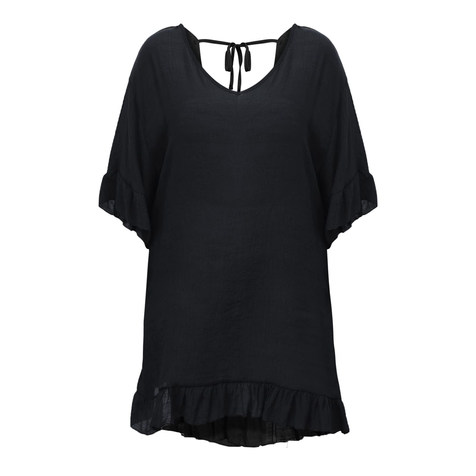 Generic Traje de baño para mujer, transparente, talla grande, casual, sin espalda, para playa, con puños con volantes, nueva tienda en línea para mujer