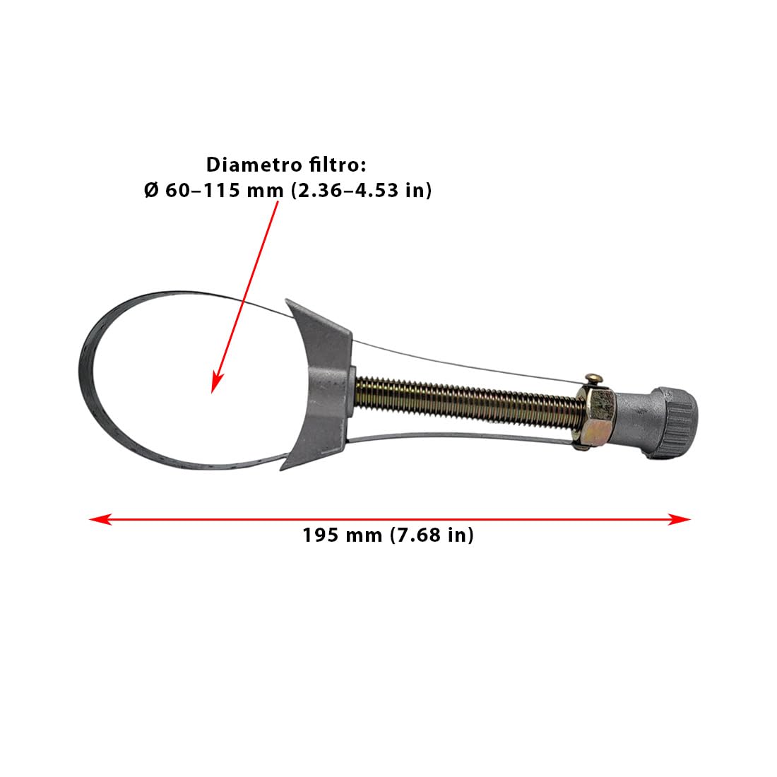 Chiave Filtro Olio Regolabile 60-115 mm per Auto Moto Camper, Fascia Acciaio Antiscivolo