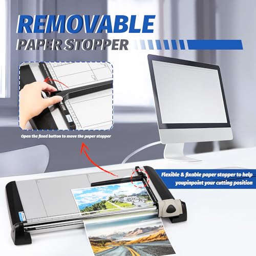 Image of Rotary Paper Trimmer, 15 Sheets Heavy Duty Paper Trimmer, 480mm(18.90 inch) Cutting Length, Commercial Grade Rotary Paper Cutter for Home /Office /School, Black & Silver