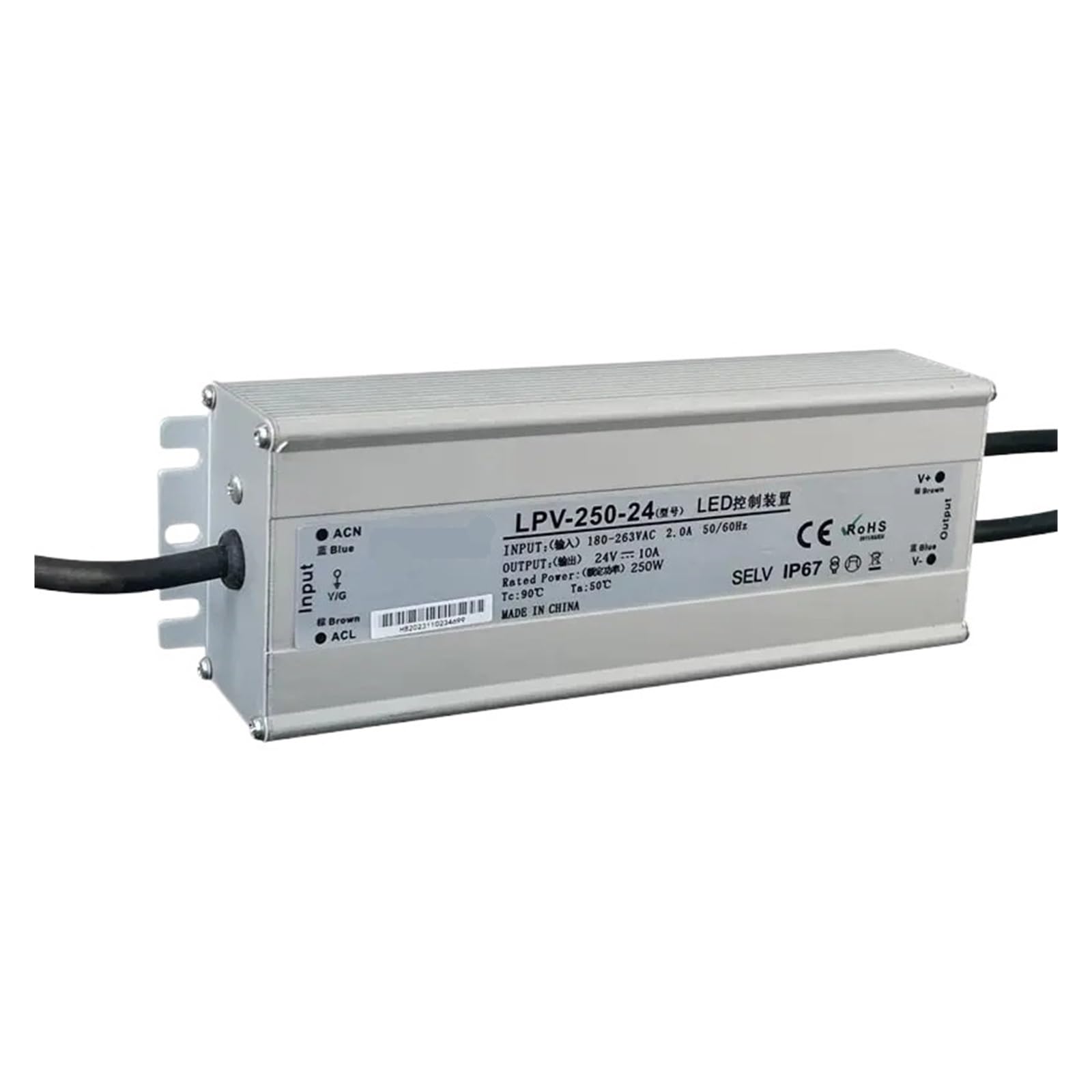 BRODEFUP 200W 250W 300W Outdoor Switch Power Supply 180-2630VAC to 12V 24V DC LED Outdoor Transformer(LPV-300-12V 25A)