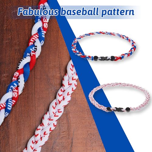 Junkin Baseball Necklaces Three Braided Rope Titanium Necklace for Team Gifts Boys Men Player Softball Fans Sports4