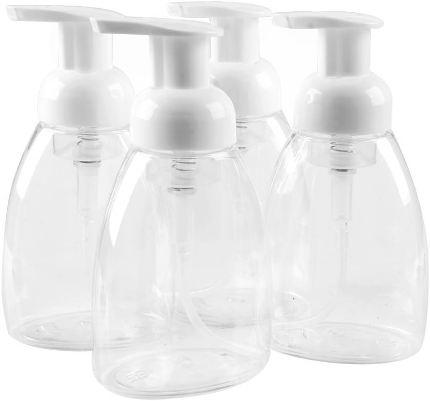 SHiZAK New 8.5oz 250ml Foaming Soap Dispensers, Foaming Liquid Soap Containers, BPA Free Great Use for Homemade Liquid Soap, Dish Soap, Bath Foam and More for Kitchen and Bathroom (4 pack)