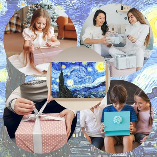 Image of HASTHIP DIY Painting Kit with Frame, Starry Night Painting By Number, Canvas Oil Painting Set for Beginners Children's Day Gift, 15.7x19.6 inches