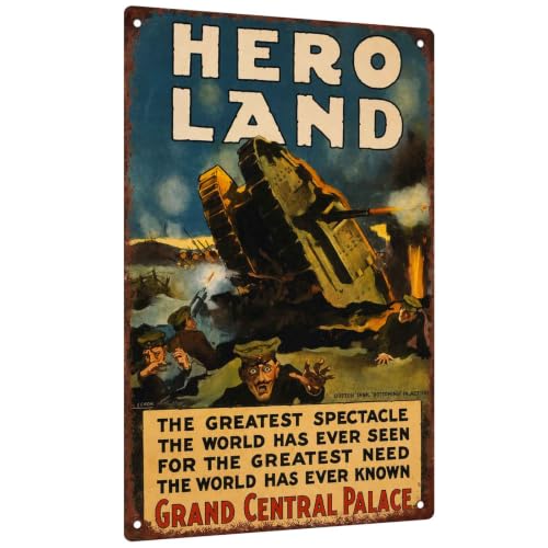 Vintage Heroland War Poster Retro Tin Sign 8x12 Inch Aluminum Metal Sign, For Home Bar Cafe Garage Man Cave Wall Decor