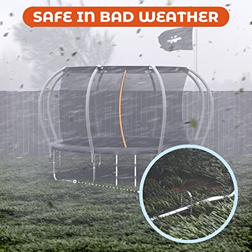 Image of Happin 12 Inch Trampoline Anchors, Trampoline Stakes, Ground Stakes Heavy Duty, Ground Anchors Screw in, Trampolines Accessories, Tent Anchors, Yard Spikes, Galvanized Steel (4 Pack, Silver)