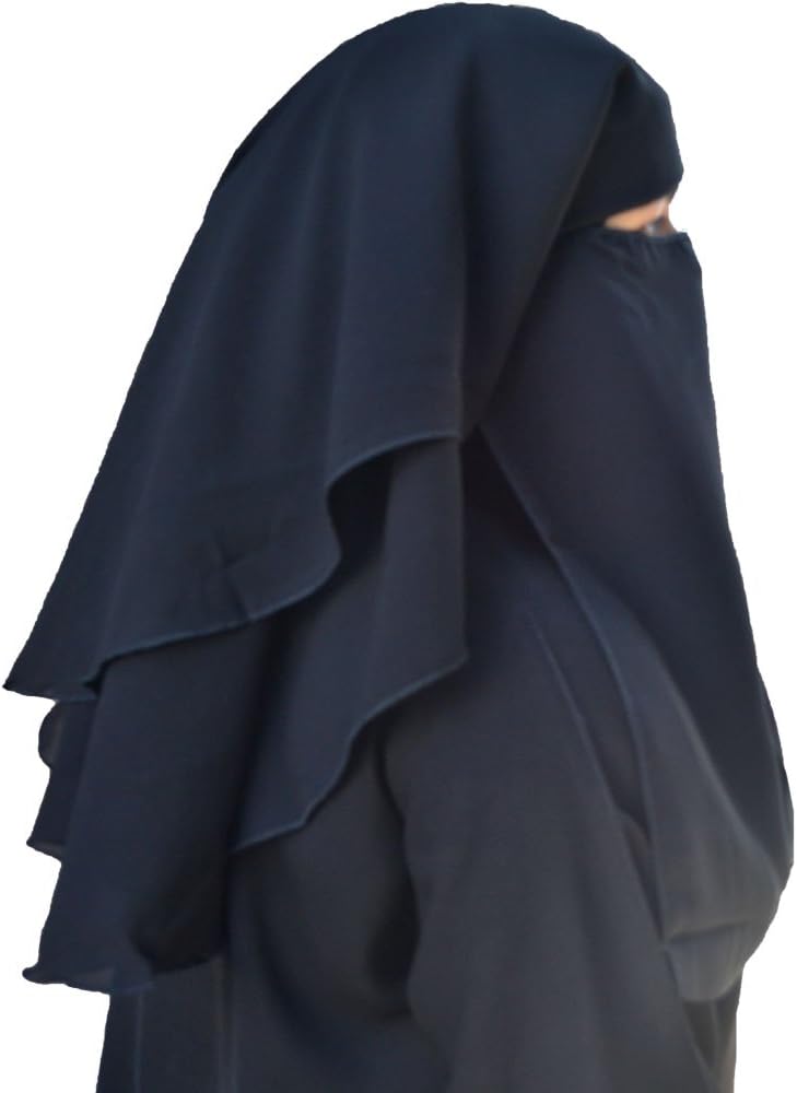 BLACK Niqab Hijab 3-layer Fluttery Butterfly Saudi Face Veil