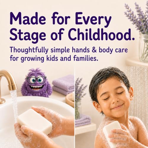 Image of KELEBS Kids Soap Bar, Gentle Lavender Soap, Kids Body Wash Bar, Natural Bar Soap for Kids & Family, with Organic Olive Oil, Naturally Scented, 5 Bars