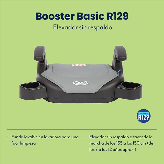 Elevador Graco Booster Basic R129 Opal Sky con reposabrazos acolchados para niños 2