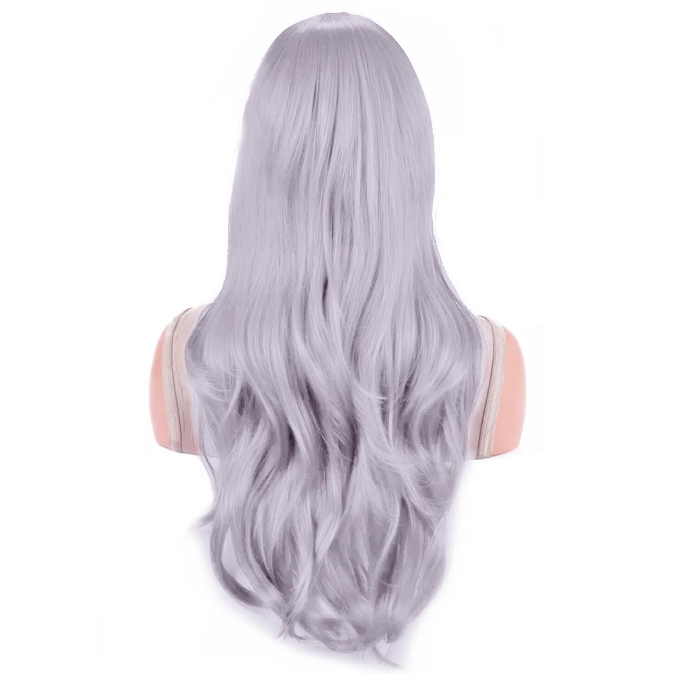 IMISSU 28 Inch/70cm Long Hair Water Wavy Wigs with Bangs Cosplay Costume Wig (Silvery Grey), 70 cm - Image 3