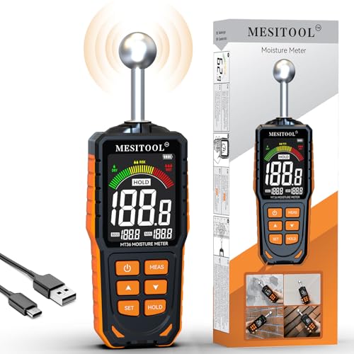 MESITOOL Humidimètre pour bois Détecteur d'humidité pour murs, bois, maçonnerie, plâtre...