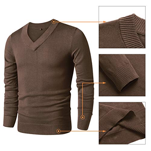 LTIFONE Sweaters for Men, Mens V Neck Sweater Slim Fit Comfortably Knitted Long Sleeve Casual Business Pullover Dress Sweater3