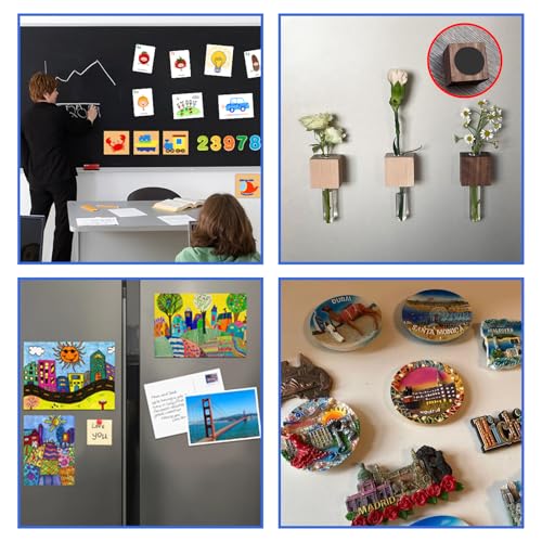 Image of Towjug Self-Adhesive Magnets 30pcs (2 inch x 0.08 inch) - 50MM Sticky Magnetic Dots for Classroom Projects, Fridge Organization & Crafting Fun