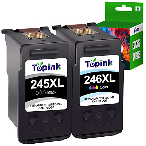 Topink Remanufactured Ink Cartridge Replacement for Canon PG-245XL CL-246XL PG-243 CL-244 Work with Canon PIXMA TR4520 MX492 MX490 MG2520 MG2522 MG3022 MG2922 TR4522 Printer (1 Black 1 Tri-Color)