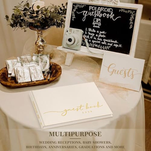 Image of Lanpn Wedding Guest Book 2026 - Linen Graduation Guestbook Wedding Reception with 108 Blank Pages for Sign in and Photos - Guest Book for Wedding Bridal Shower Baby Shower Funeral (Black)