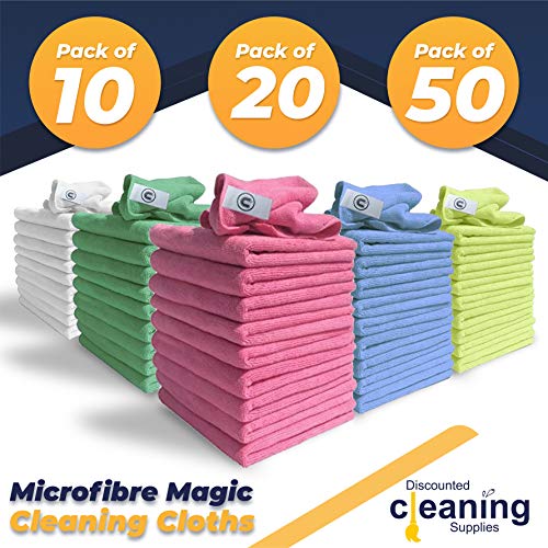 Image of Discounted Cleaning Supplies Microfiber Cleaning Cloth,Pink,Pack Of 10,Large Size: 40X40Cm. Super Soft Premium Streak Free Washable Cloth Duster For Kitchen,Bathrooms,Surfaces,Mirrors,Car,Motorbike