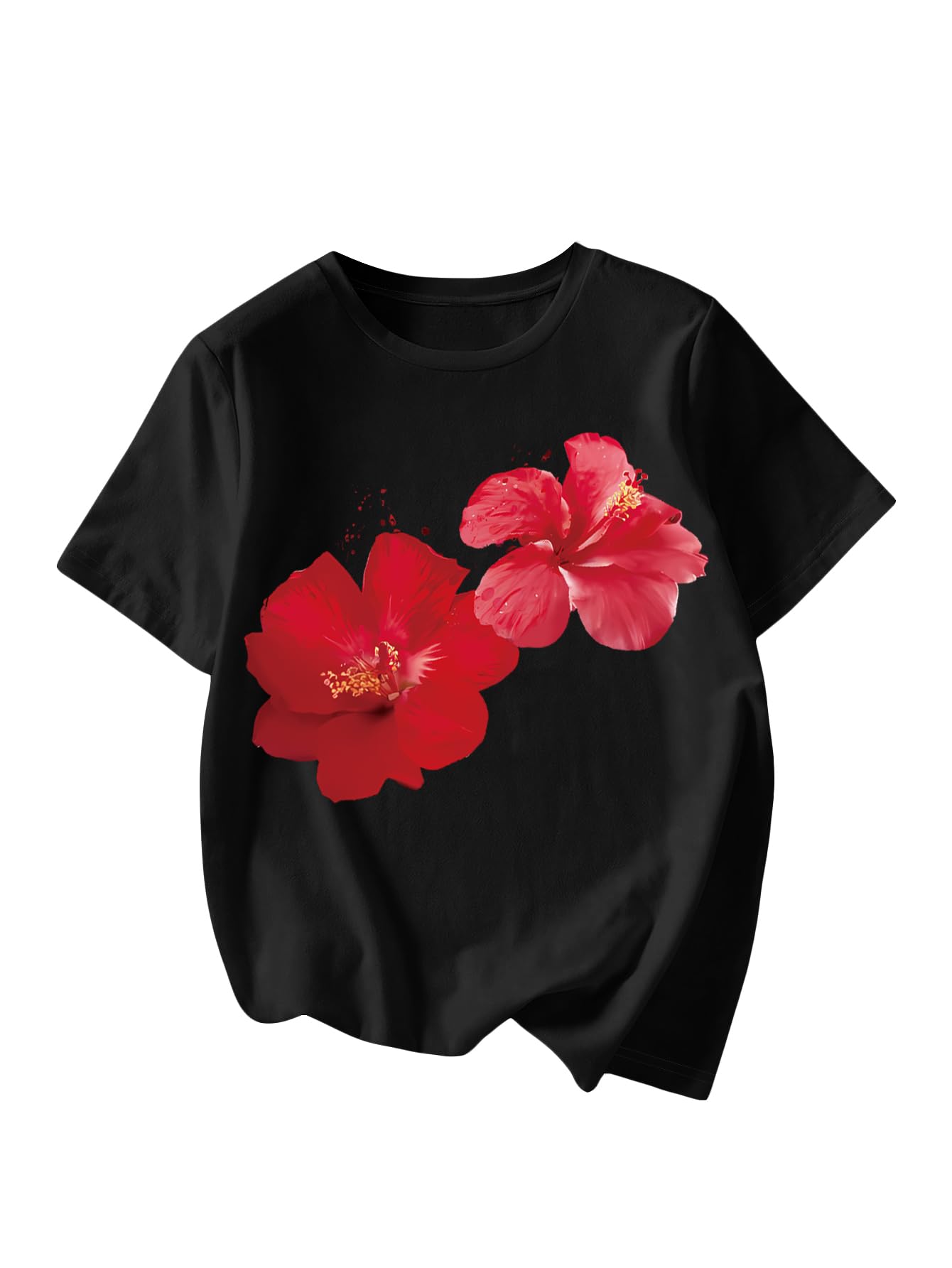 RoseSeek Women's Graphic Letter Tee Crew Neck Trendy Summer Vintage T Shirt