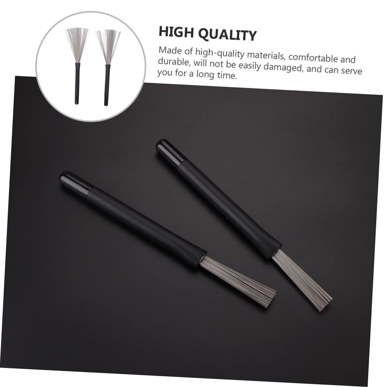 ibasenice Brosse Métallique Rétractable Accessoire pour Tambour en Acier Noir, Paire Son Naturel pour Batterie Jazz pour Batteurs Débutants et Jeunes Musiciens