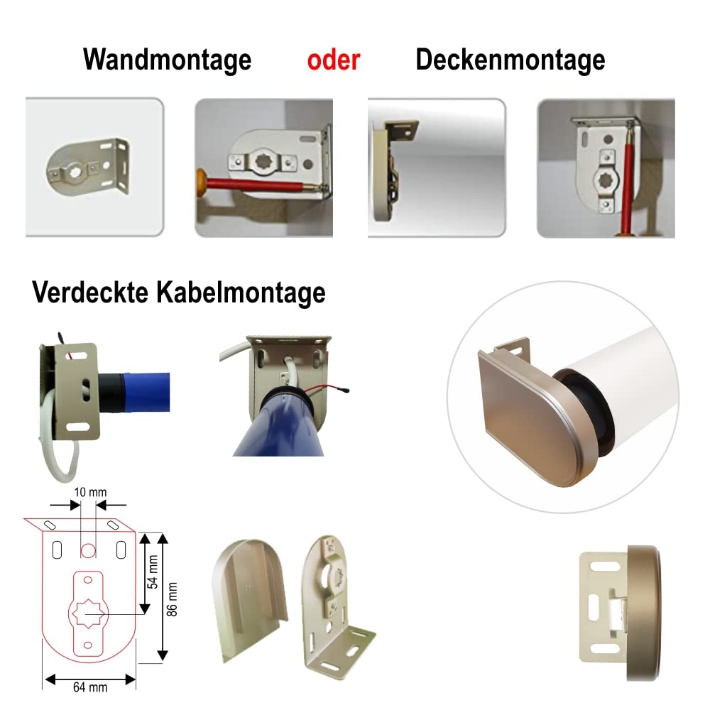 Tenda a rullo elettrica, oscurante, con motore tubolare con comando a distanza straordinariamente veloce, incluso supporto per parete e soffitto, 1 pezzo, weiß, 70% lichtdurchlässig, 900 x 2500 mm